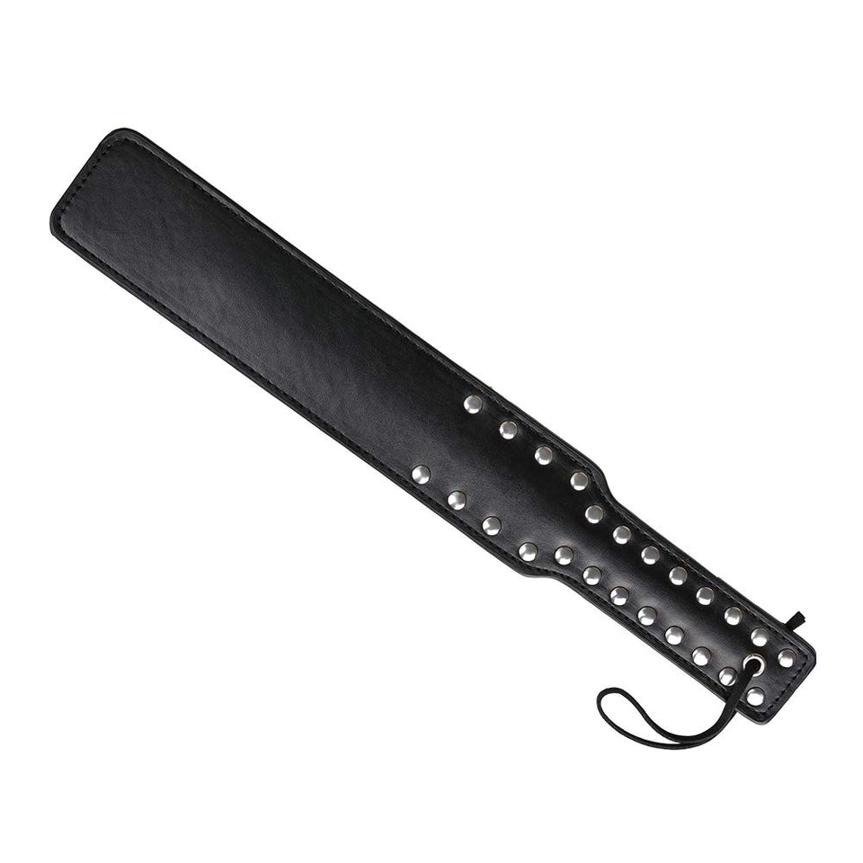 Quality Studded Spanking Paddles, 14.7inch Faux Leather Paddle for Adults Sex Play, Black