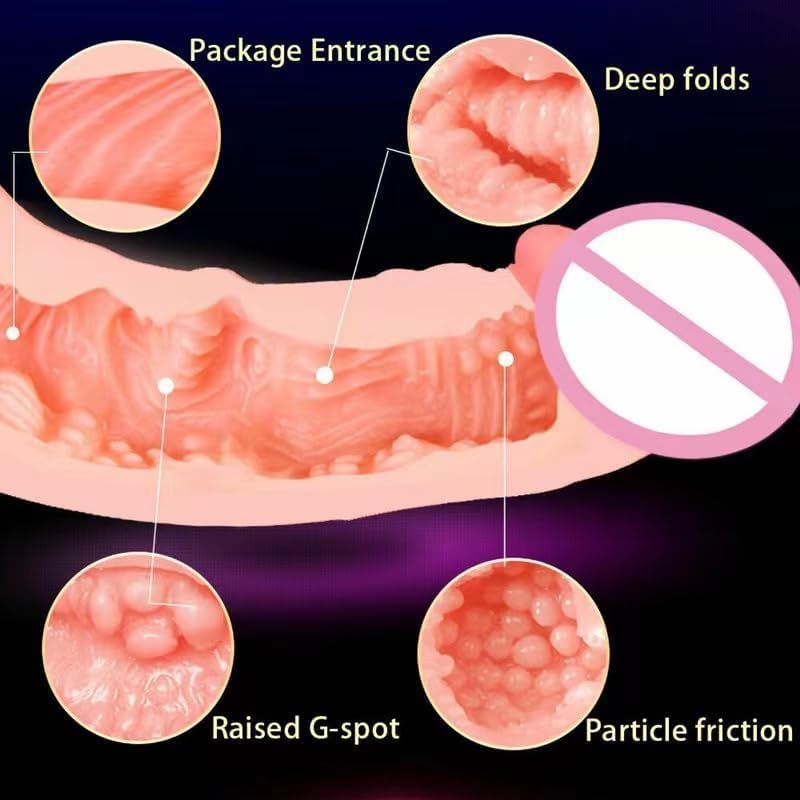 2 in 1 Realistic Dildo Male Masturbators with Pocket Pussy Vigina,Lifelike Dildo Sex Doll with Balls,Portable Adult Sex Love Toy