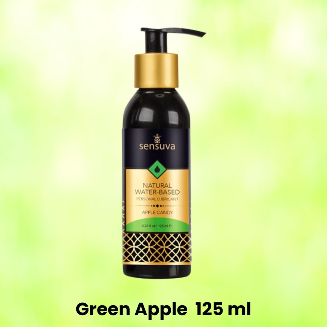 Sensuva Natural Water Based Lube - Personal Lubrication For Couples Pleasure | Flavored Lubricant Sex Gel For Women & Men - Apple Candy (4 Fl Oz)