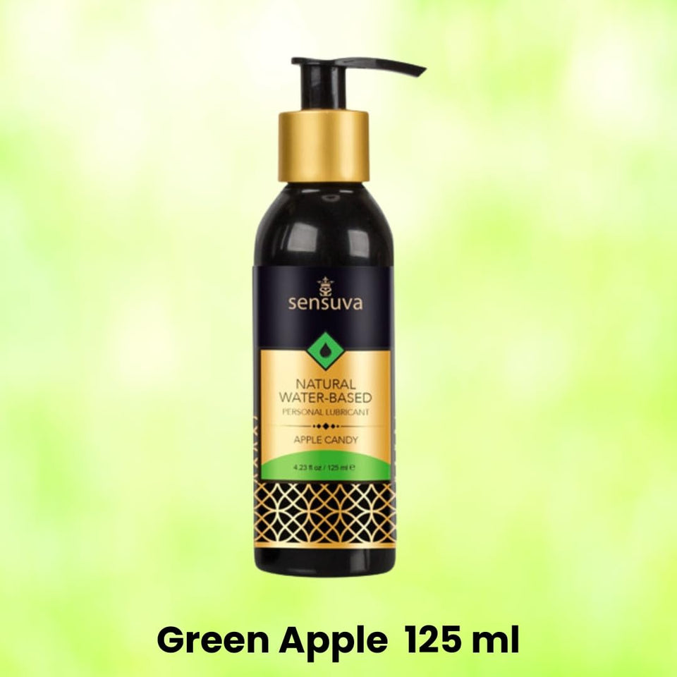 Sensuva Natural Water Based Lube - Personal Lubrication For Couples Pleasure | Flavored Lubricant Sex Gel For Women & Men - Apple Candy (4 Fl Oz)