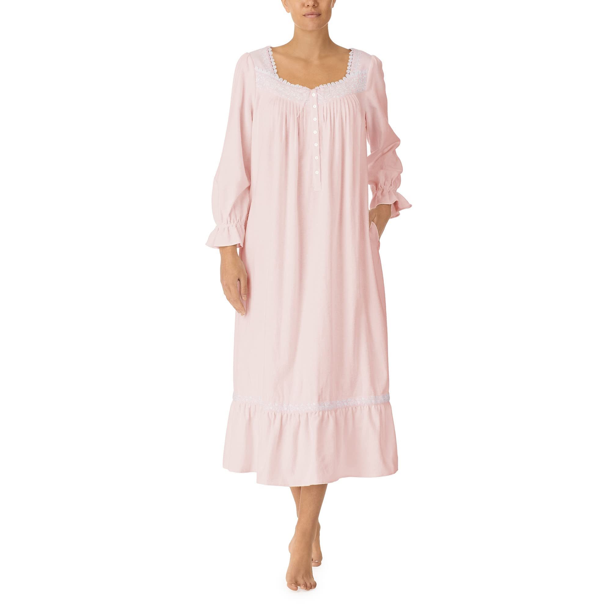 Eileen West Womens Long Sleeve Flannel Ballet Gown, Rose