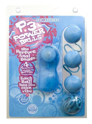 Doc Johnson P3 Power Balls Anal Beads, Baby Blue