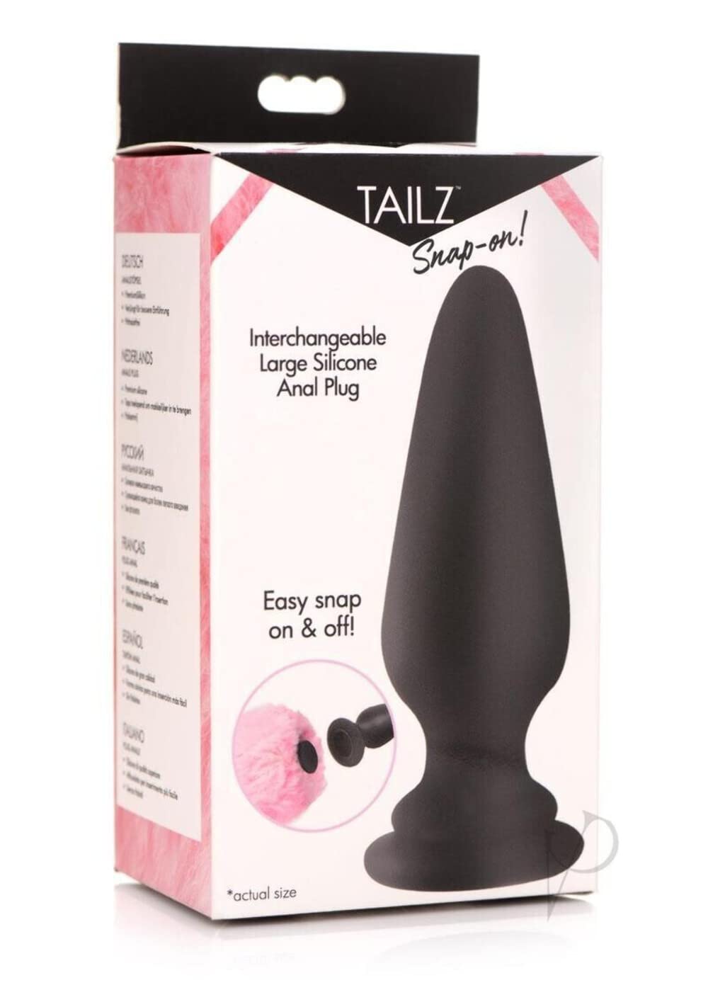 Tailz Snap-On Large Anal Plug for Interchangeable Fox & Bunny Tails for Men & Women | Easy to Clean and Wear | Prostate Adult Se