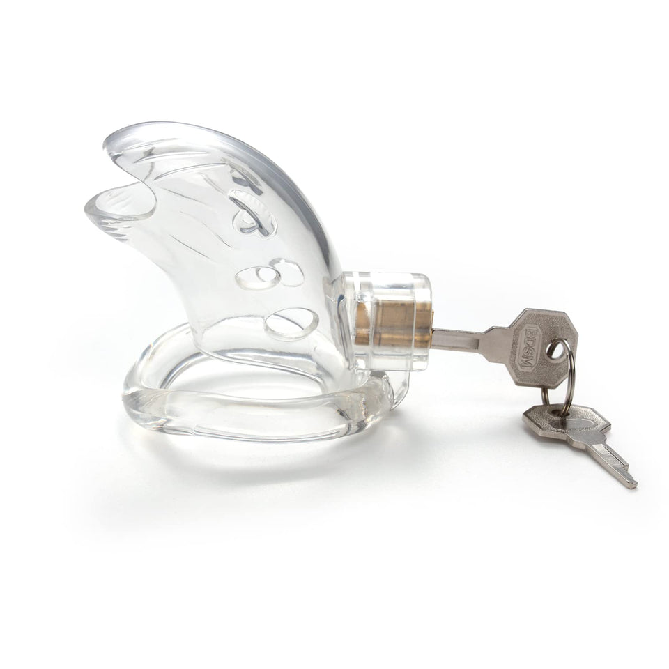 Male Chastity Device Cock Cage - Lock Love Average Size Chastity Cage with 3 Active Rings & Keys Adult Sex Toy for Men PC Plasti