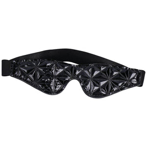 Dark Amour Seductive Leather Blindfold for Bondage & BDSM Play - Sensory Deprivation Patent Black Leather, One Size Fits Most