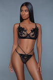 Evangeline Applique Bra Set Black Medium/Large