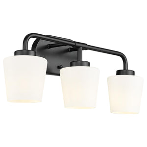 Audickic Bathroom Light Fixtures Over Mirror, 2-Light Matte Black Vanity Lighting Fixtures With Milk White Glass, Vintage Farmho