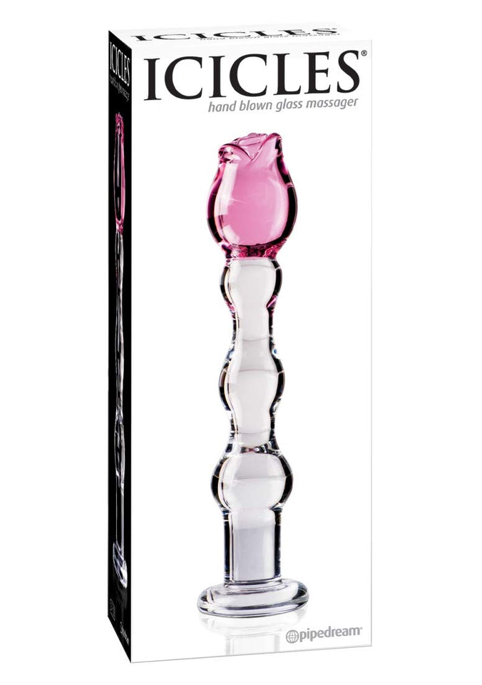 Icicles No. 12- Glass Dong W/Flwr On Top