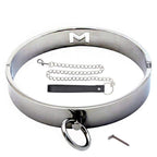 O Ring Metal Locking Collar - Davidsource Neck Collar with O Ring Magnetic Stainless Pin Restraint Gear BDSM Sex Toy