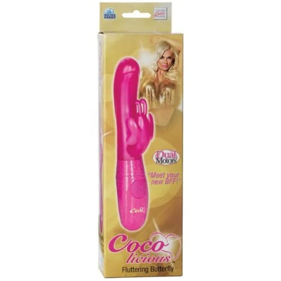 California Exotics Coco Licious Fluttering Butterfly 4 Inch Vibrator, Waterproof, Pink