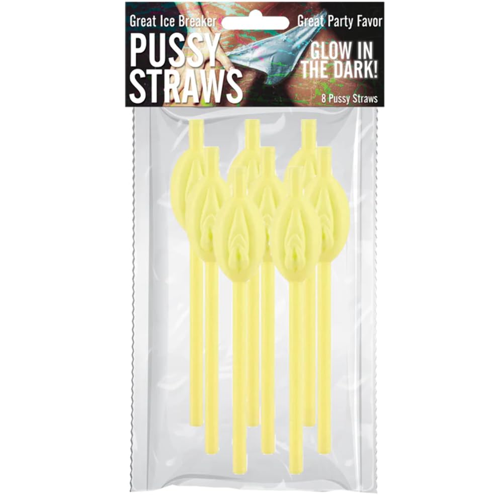 Hott Products Pussy Straws Glow in The Dark, Green, 1 Ounce