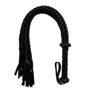 FST Leather Whip with Braided Handle Flogger BDSM Spanking Paddle Sex Toy for Couples Play