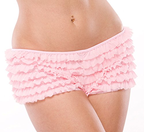 Coquette Womens Ruffled Rhumba Booty Short, Pink, One Size