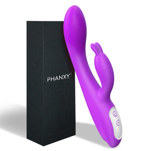 G Spot Rabbit Vibrator with Heating Function and Bunny Ears for Clitoris G-spot Stimulation,Waterproof Dildo with 9 Powerful Vib