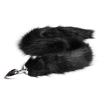 OOIIXX Anal Plug with Sexy Tail for Cosplay, Adult Sex Toys of Stainless Steel Anal Plug (Long Black, Large)