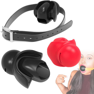 Heuceo Tongue Fixed Bondage Ball Gag for Sex, Open Mouth Silicone Ball, SM Restraints Toys Sex Gag Mouth Plug, Adjustable Extrem
