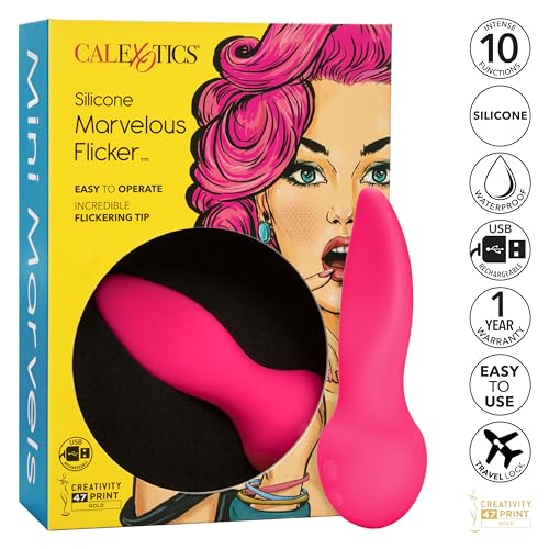Calexotics Mini Marvels Marvelous Flicker - Silicone Waterproof Compact Vibrator - 10 Function Rechargeable Vibe - Adult Sex Toy