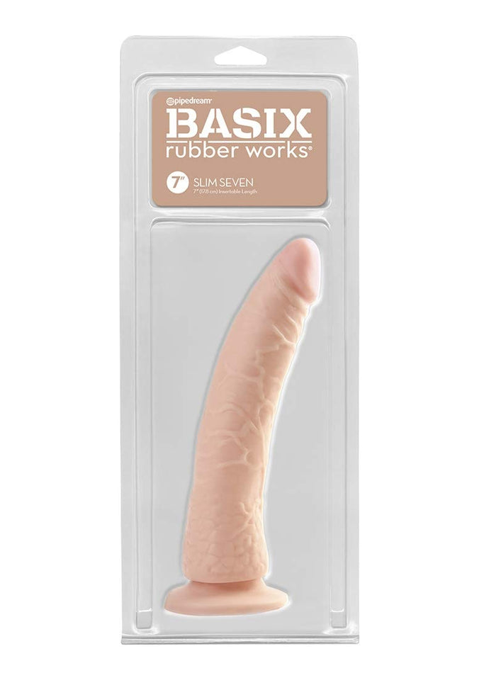 Basix 7In. Slim Dong W/Suction Cup Flesh