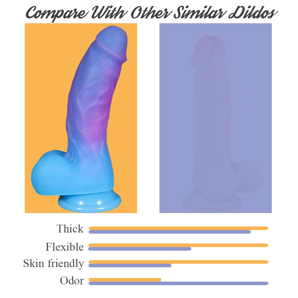 8 Inch Realistic Thick Silicone Dildo Adult Sex Toy for Women,Colorful Flexible G-spot or Anal Stimulator with Suction Cup for H