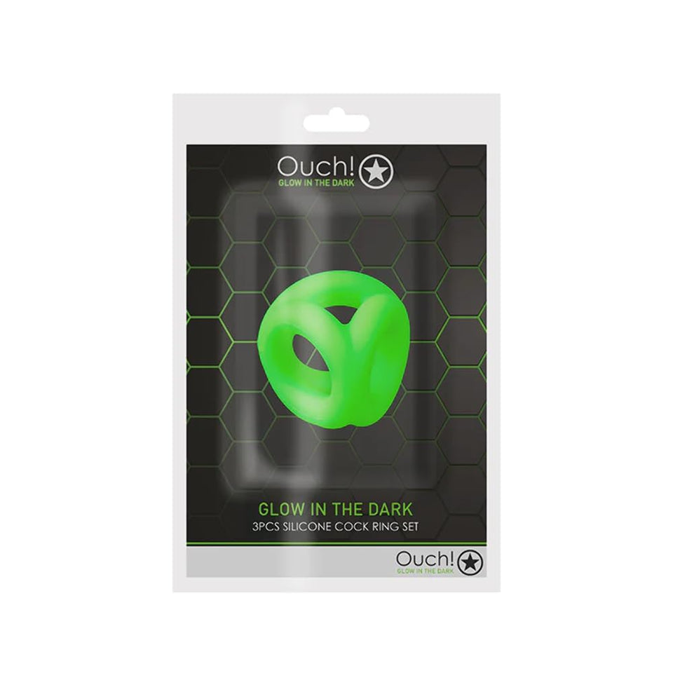 Ouch GITD Silicone Cock &Ball Sling Grn OU732GLO