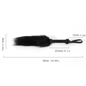 Kutocesy SM Tail Whip Black White Shaggy Couples Leather Whips and Paddle for Adults Sex Play Bedroom Feather Tickler Women