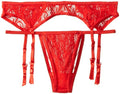 Lace Garter Belt And Thong - Q/S - Red