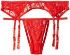Lace Garter Belt And Thong - Q/S - Red