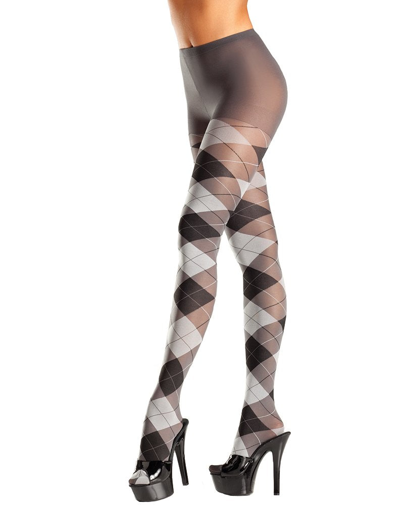 Be Wicked Women'S Argyle Tights D, Grey/Black, One Size