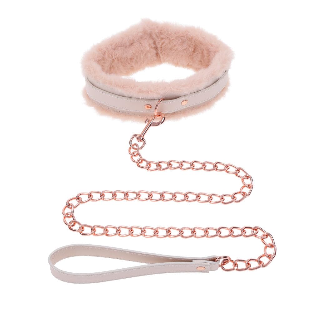 Peaches N Creame Fur Collar & Leash