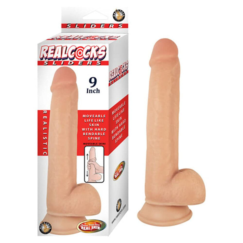 Realcocks Sliders 9In Moveable Skin Flsh