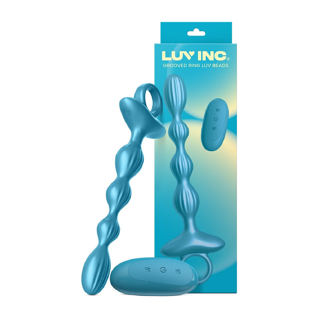 Luv Inc Gr41: Grooved Ring Luv Beads Blu