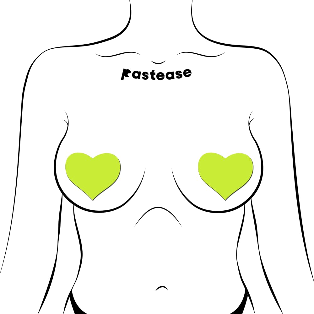 Pastease Hearts Glow In The Dark Neon Yellow