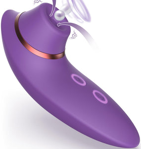 Adult Sex Toys Dildo Sucking Vibrator - 2 in 1 Clitoris Stimulator with 9 Sucking & Vibrating Modes for Women Clitoral Nipple, W