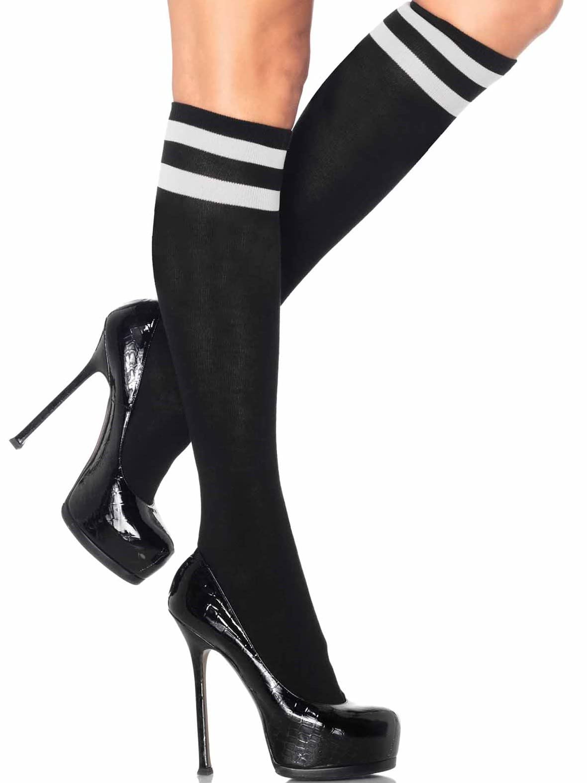 Leg Avenue Athletic knee highs Blk/White Color
