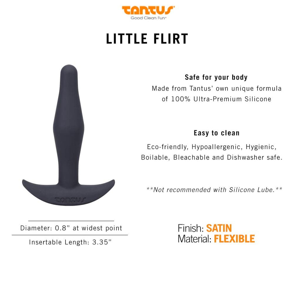 Tantus Sex/Adult Toys Little Flirt Butt Plug - 100% Ultra-Premium Flexible Silicone Satin Prostate Massager, Waterproof, Anal Stimulation, Pleasure For Men, Women, Couples, Beginners - Onyx