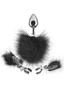 (D) Fetish Fantasy Feather Ni Clamps & Anal Plug