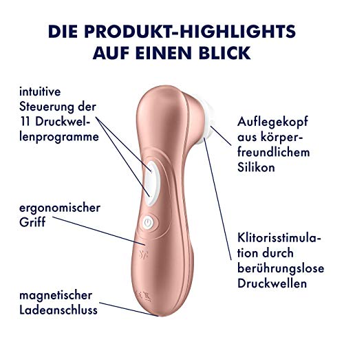 Satisfyer Pro 2 Air-Pulse Clitoris Stimulator - Non-Contact Clitoral Sucking Pressure-Wave Technology, Waterproof, Rechargeable (Rose Gold)
