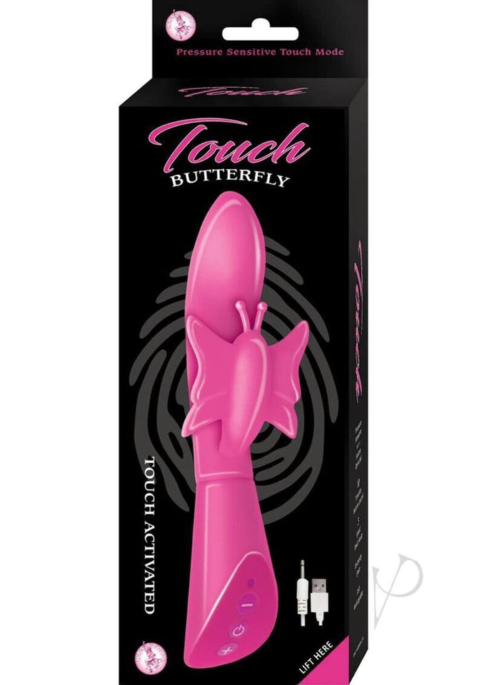 Touch Butterfly - Waterproof - 10 Function Button Control - 3 Speed Touch Mode - Discreetly Quiet Vibrator For Women - Pink