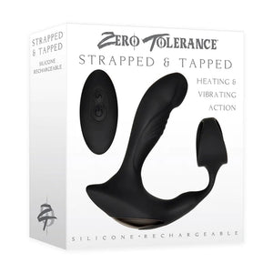 Zero Tolerance - Strapped & Tapped Silicone & Rechargeable Remote-Control Heating & Vibrating Action Simultaneous Prostate And Penis Stimulator - Black