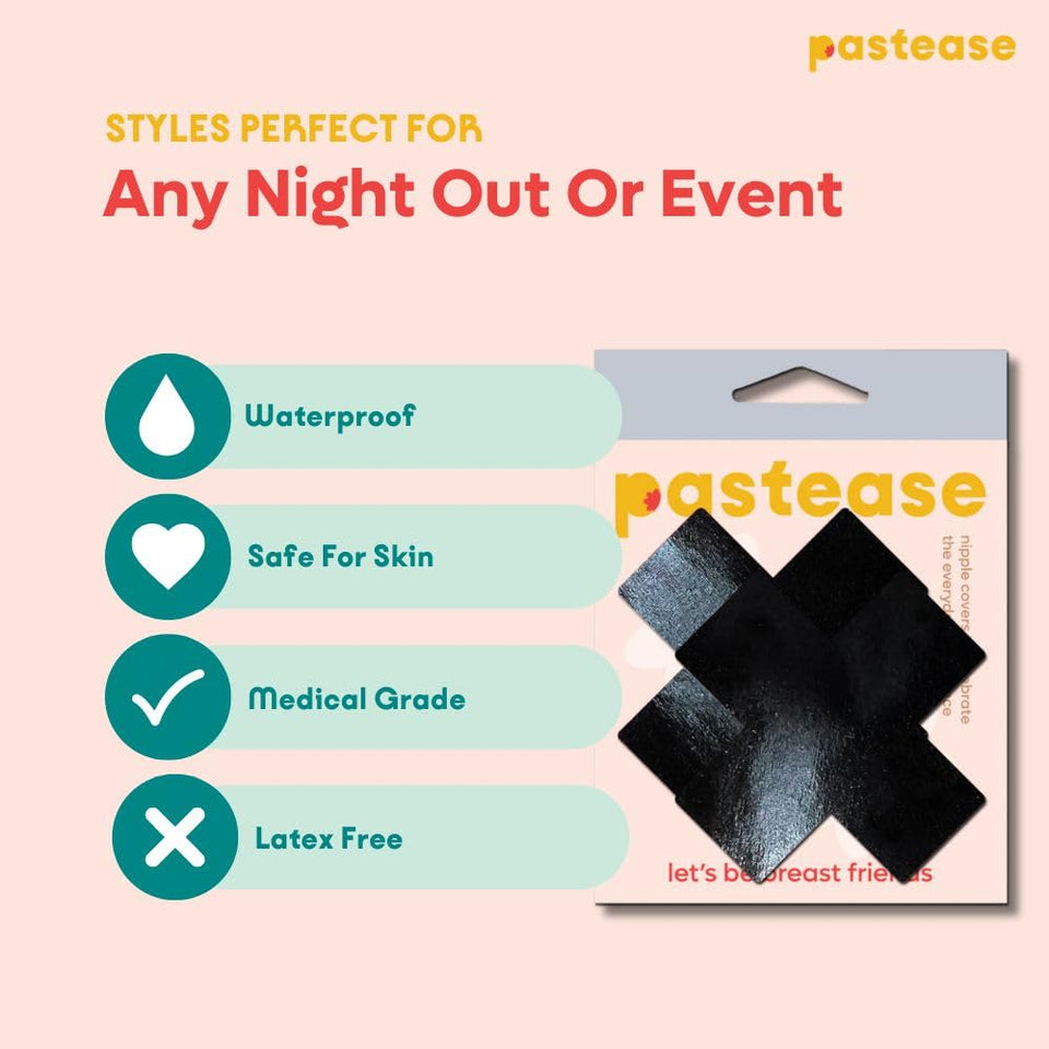 Pastease Plus X Faux Latex Black Crosses