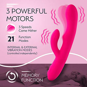Femme Funn Ultra Rabbit Vibrator Dildo - 7 Speeds & Usb Rechargeable - Clit Stimulator Rabbit Dildo For Women (Pink)