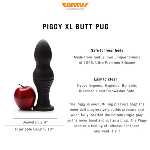 Tantus Sex/Adult Toys Xl Butt Plugs - 100% Ultra-Premium Super Soft Silicone Matte Finish Anal Safe, Personal Massager & Harness Compatible For Men, Women, Couples (Piggy, Black)