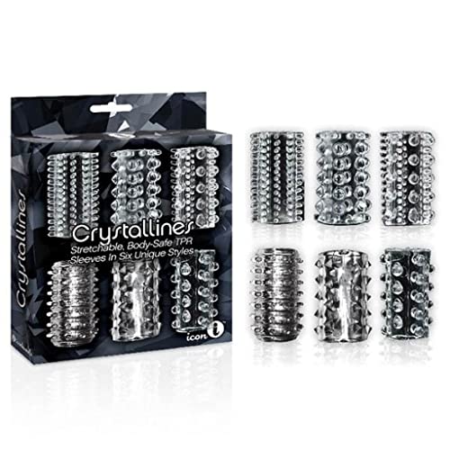 The 9'S Crystalline Tpr Cock Sleeves-Clear 6Pk