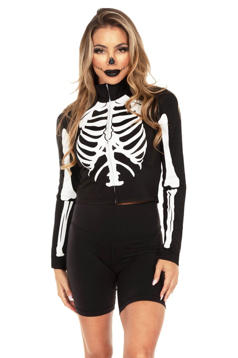 Tipsy Elves Halloween Womens Skeleton Costume Shirt - Cute and Spooky Adult Womens Skeleton Shirts - Front Printed Ribcage and B