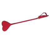 Plush Lined Red Pu Heart Shape Tip Riding Crop