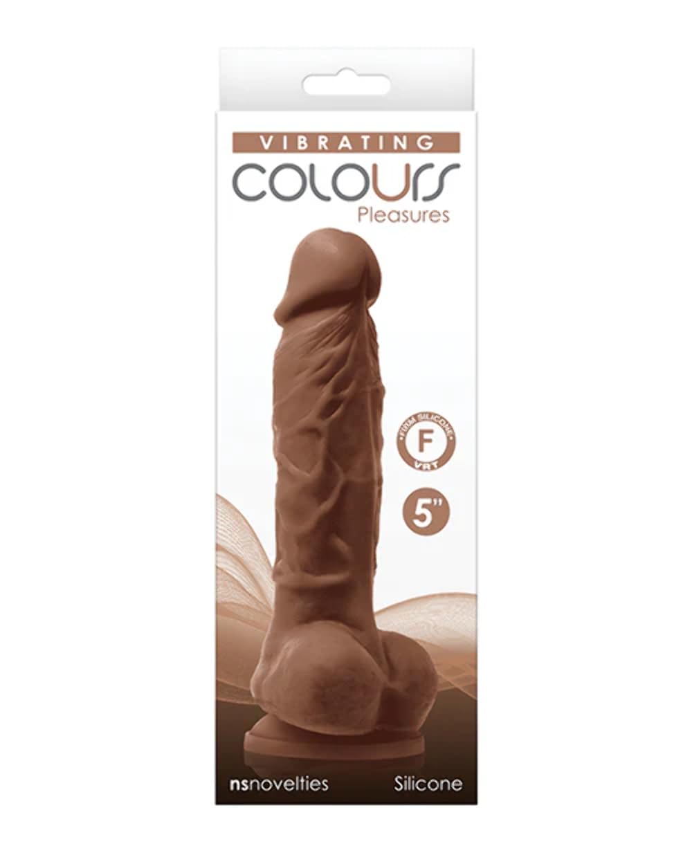 NS Novelites - Colours Pleasures Silicone Vibrating Dildo with Balls 5 Inch - Brown