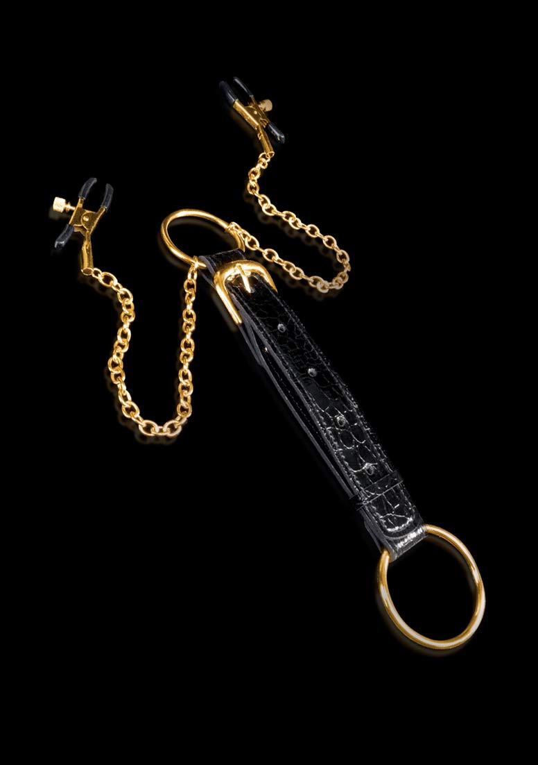 Fetish Fantasy Gold Cock Ring With Nipple Clamps
