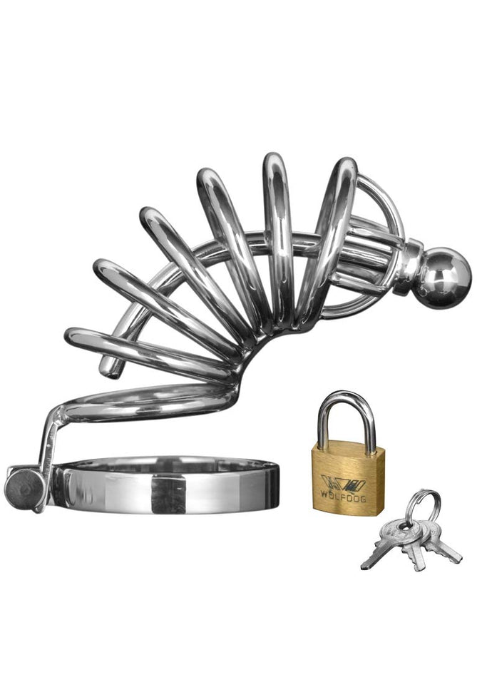 Master Series 6 Ring Stainless Steel Locking Male Chastity Cage