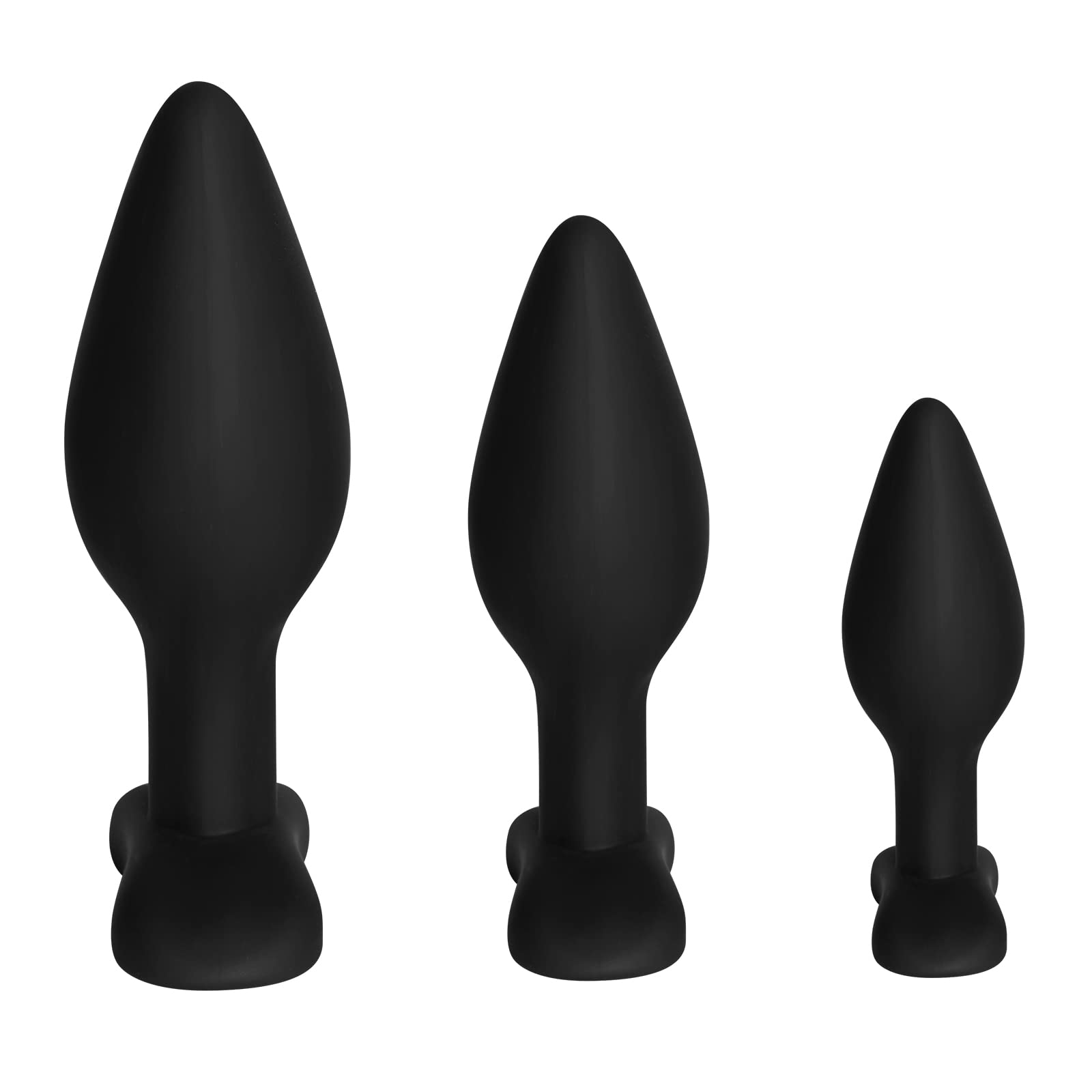 Shkanla Anal Plug Training Sets, 3PCS Silicone Butt Plugs Trainer Sex Toys for Men, Women and Couples (Black)