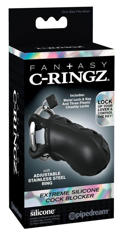 Pipedream Fantasy C-Ringz Extreme Silicone Cock Blocker Dildo, Black, 1 Pound